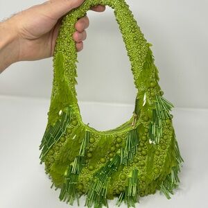 Viral Green Beaded Shoulder Bag | Sequin Fringe | Made in India | TikTok Famous